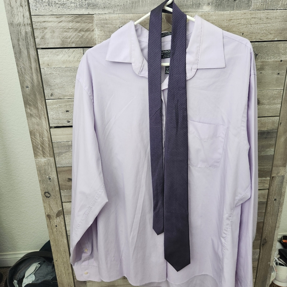 Mens Lavender/purple Shirt And Tie